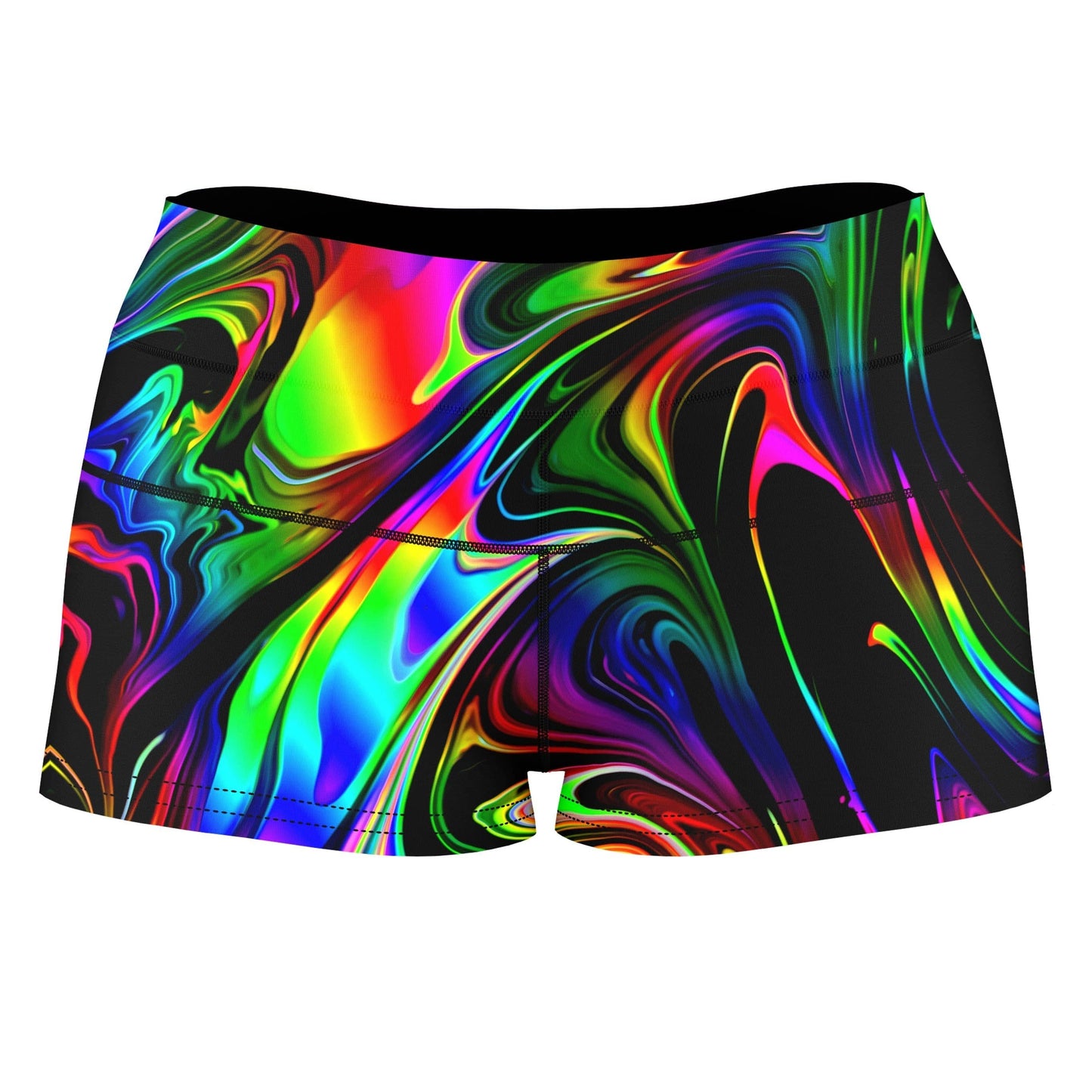 That Glow Flow High-Waisted Women's Shorts, Psychedelic Pourhouse, | iEDM