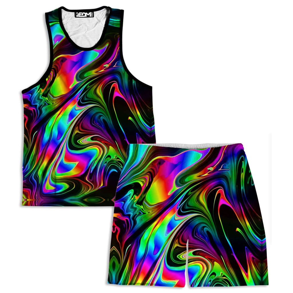 That Glow Flow Men's Tank and Shorts Combo, Psychedelic Pourhouse, | iEDM