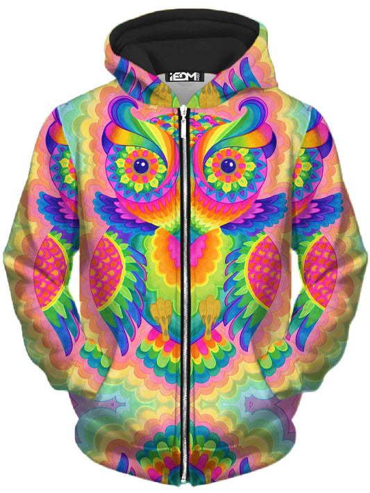 Cosmic Owl Unisex Zip-Up Hoodie, Rachel Rosenkoetter, | iEDM