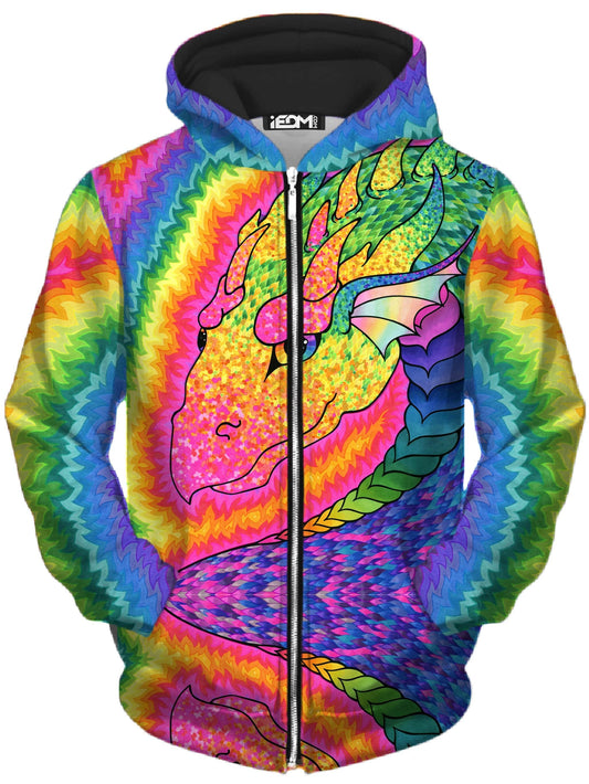 Rainbow Dragon Unisex Zip-Up Hoodie, Rachel Rosenkoetter, | iEDM