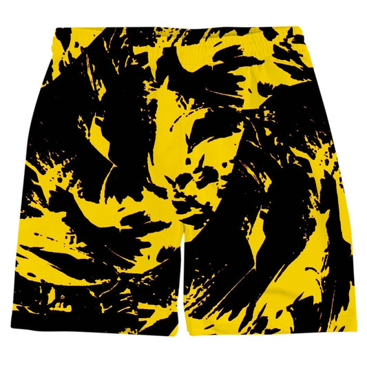 Black and Yellow Paint Splatter Weekend Shorts (Ready To Ship), Ready To Ship, | iEDM