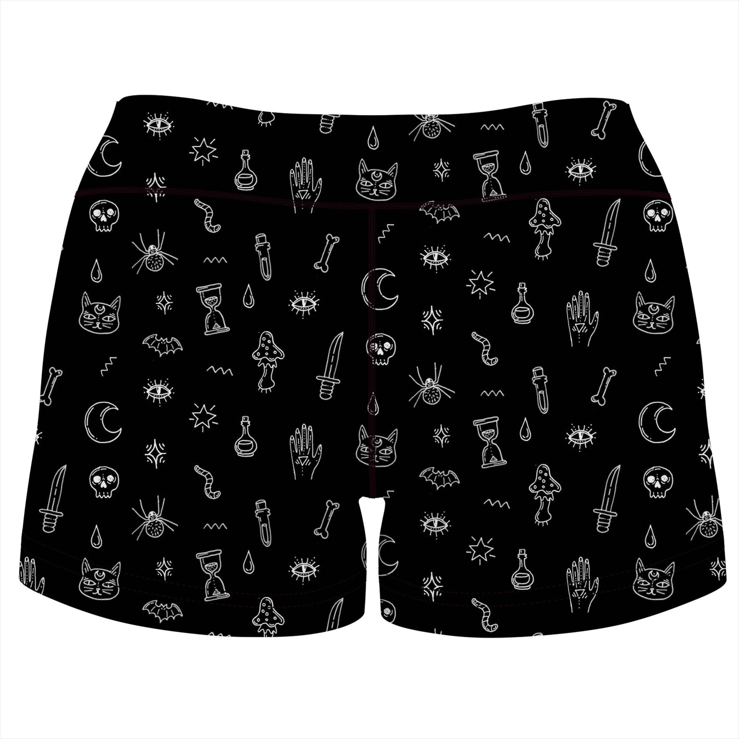 Black Pattern High-Waisted Women's Shorts (Ready To Ship), Ready To Ship, | iEDM