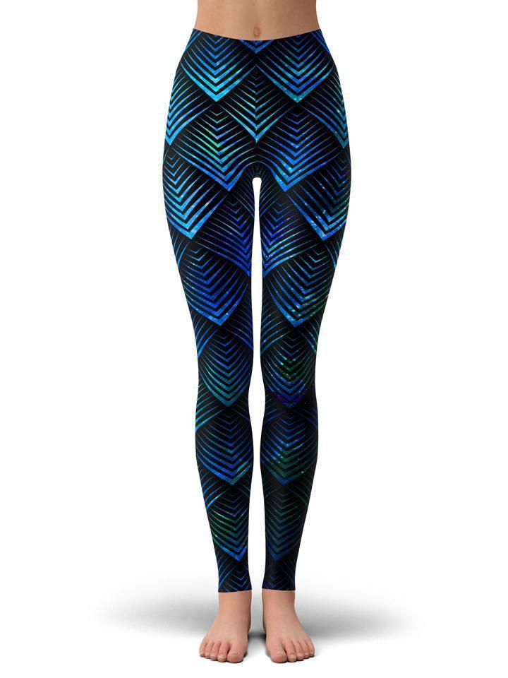 Ready To Ship Galactic Dragon Scale Teal Leggings (Ready to Ship) - iEDM