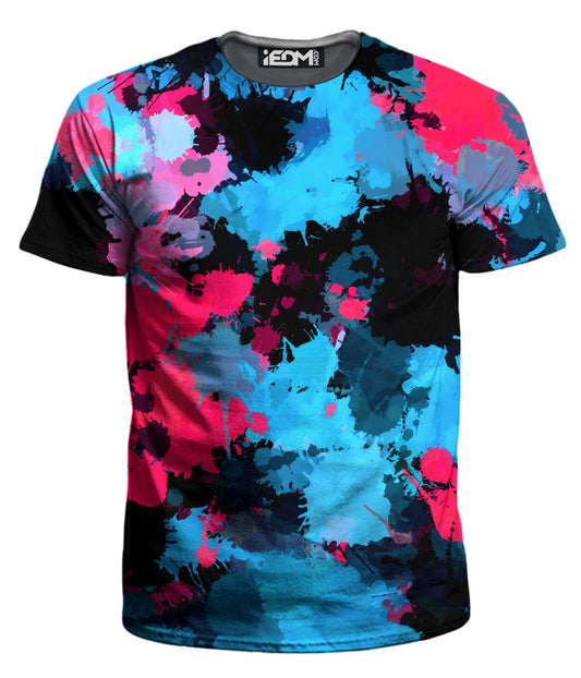 Pink and Blue Paint Splatter Men's T-Shirt (Ready To Ship), Ready To Ship, | iEDM