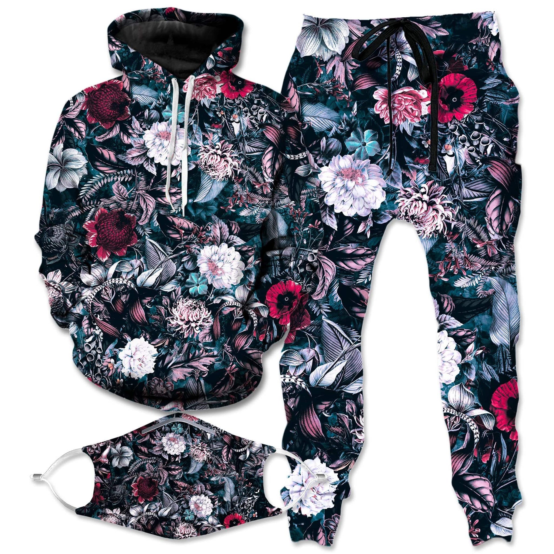 Blue Garden Hoodie and Joggers with PM 2.5 Face Mask Combo, Riza Peker, | iEDM