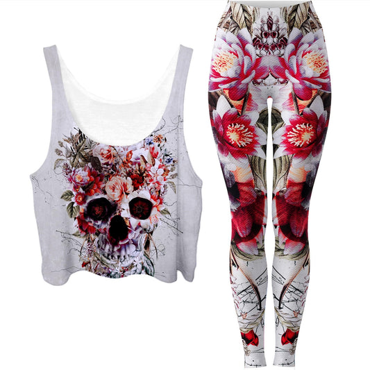 Floral Skull Crop Top and Leggings Combo, Riza Peker, | iEDM