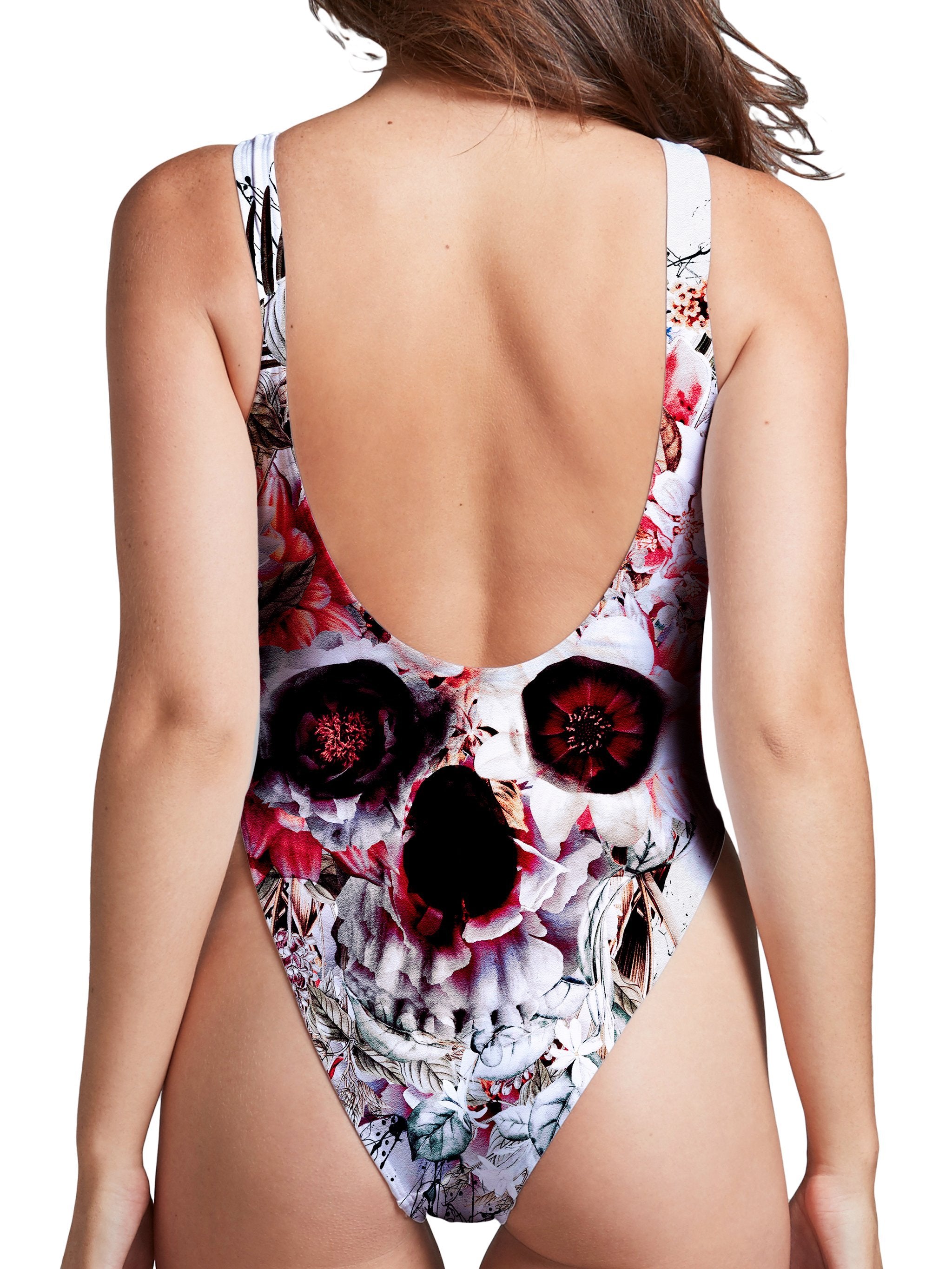 Floral Skull High Cut One Piece Swimsuit iEDM