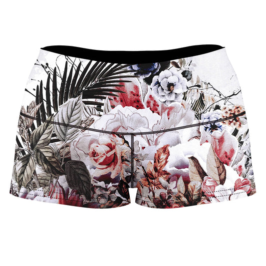 Floral Skull High-Waisted Women's Shorts, Riza Peker, | iEDM