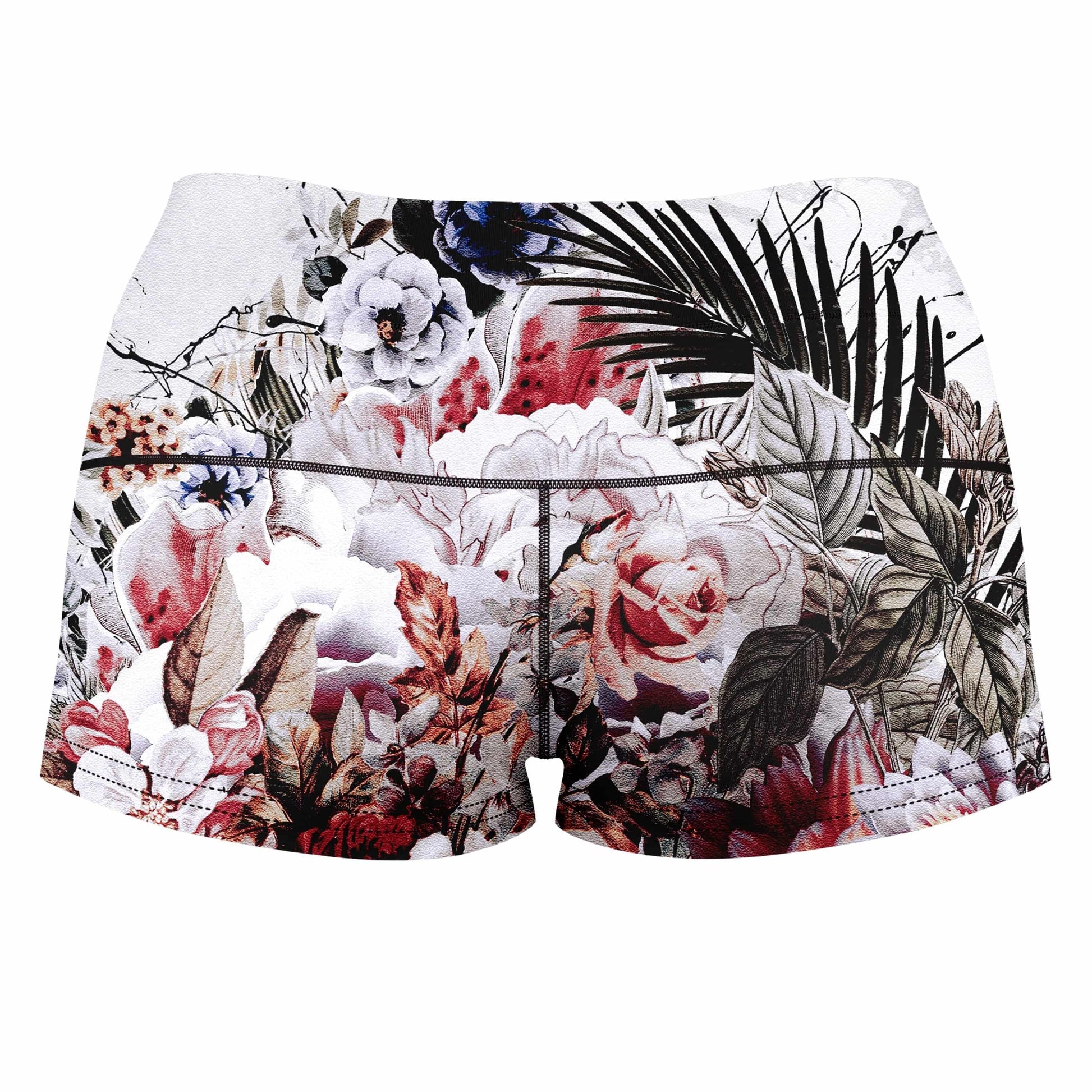 Floral Skull High-Waisted Women's Shorts, Riza Peker, | iEDM
