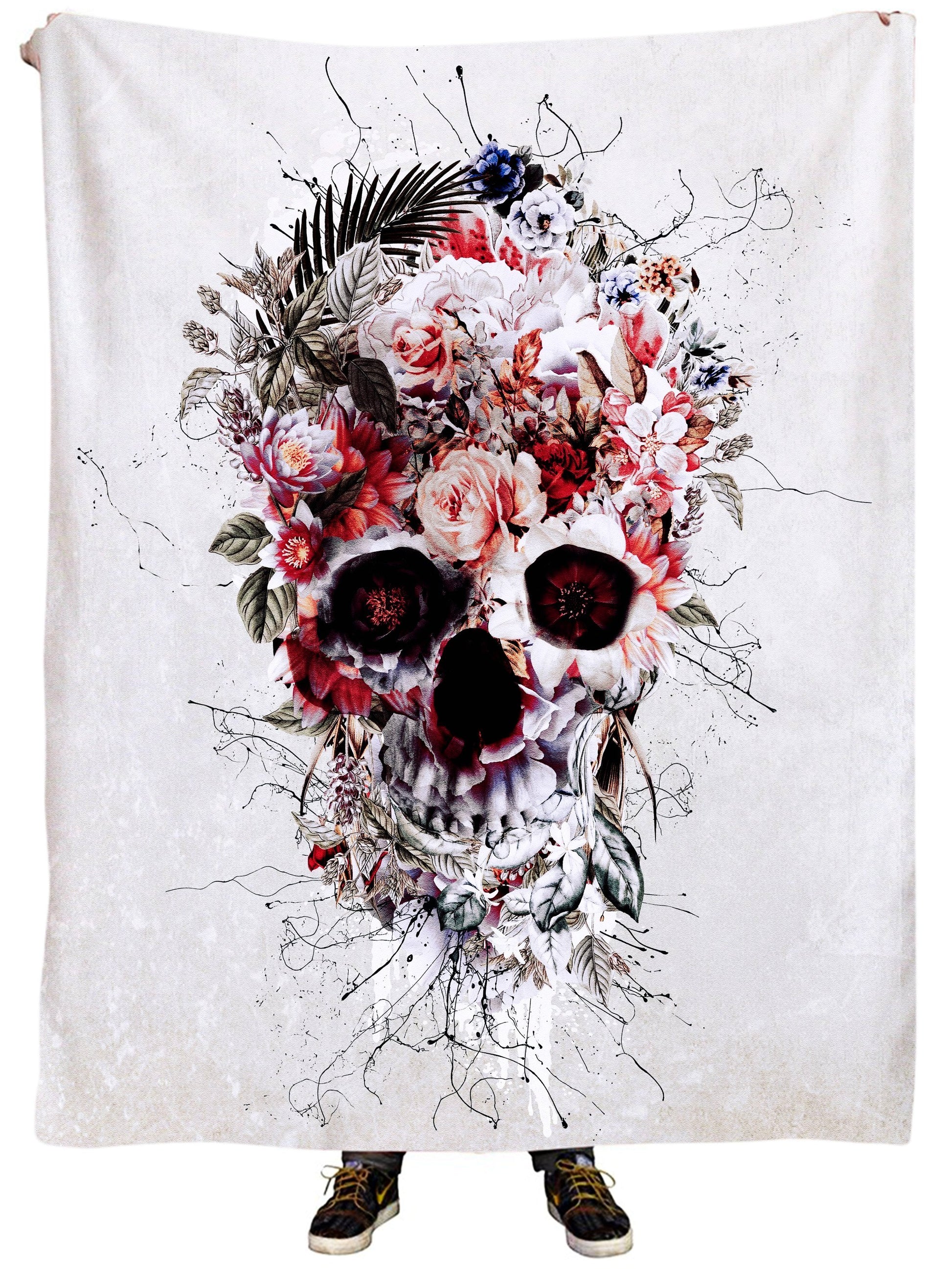 Floral Skull Plush Blanket, Riza Peker, | iEDM