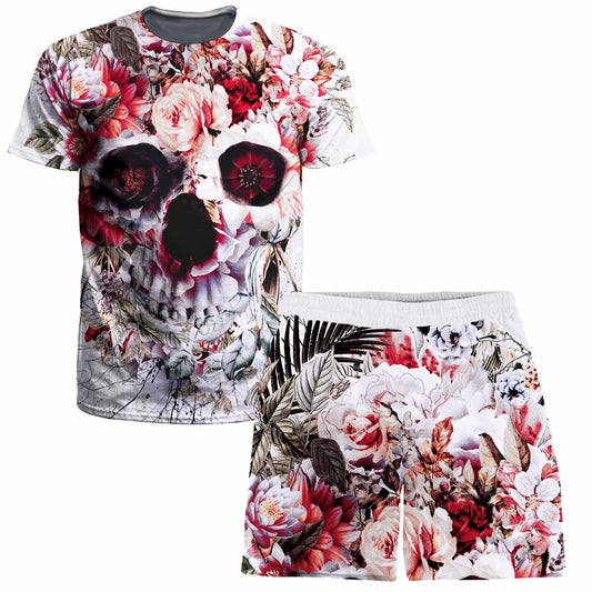Floral Skull T-Shirt and Shorts Combo, Riza Peker, | iEDM
