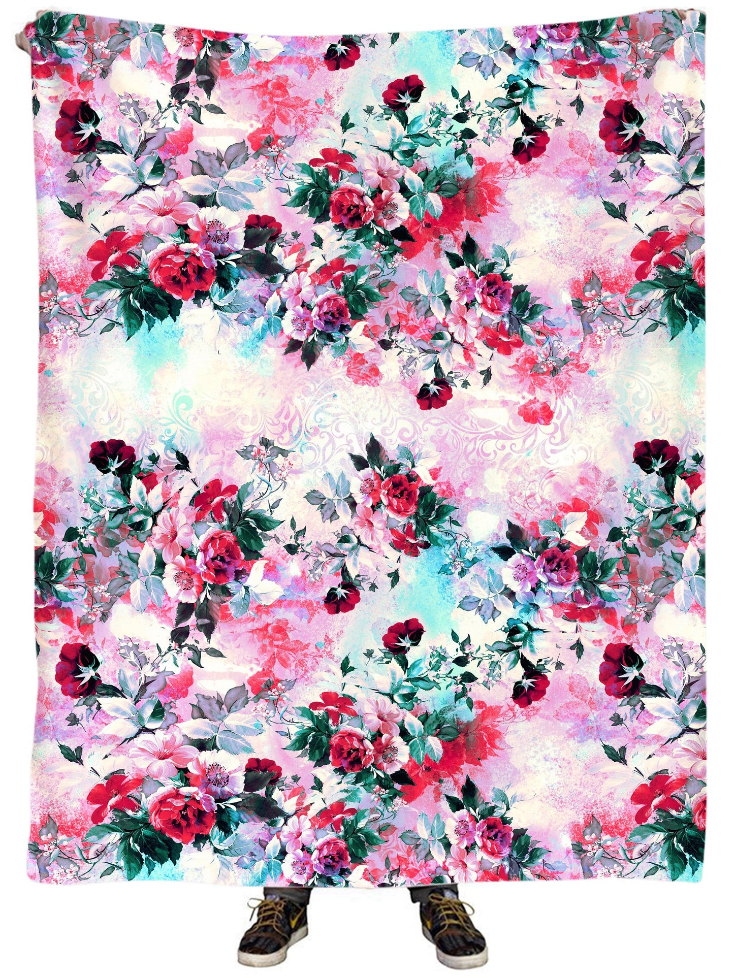 Pink Floral Plush Blanket, Riza Peker, | iEDM