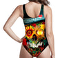 Skull Lover Low Cut One-Piece Swimsuit, Riza Peker, | iEDM