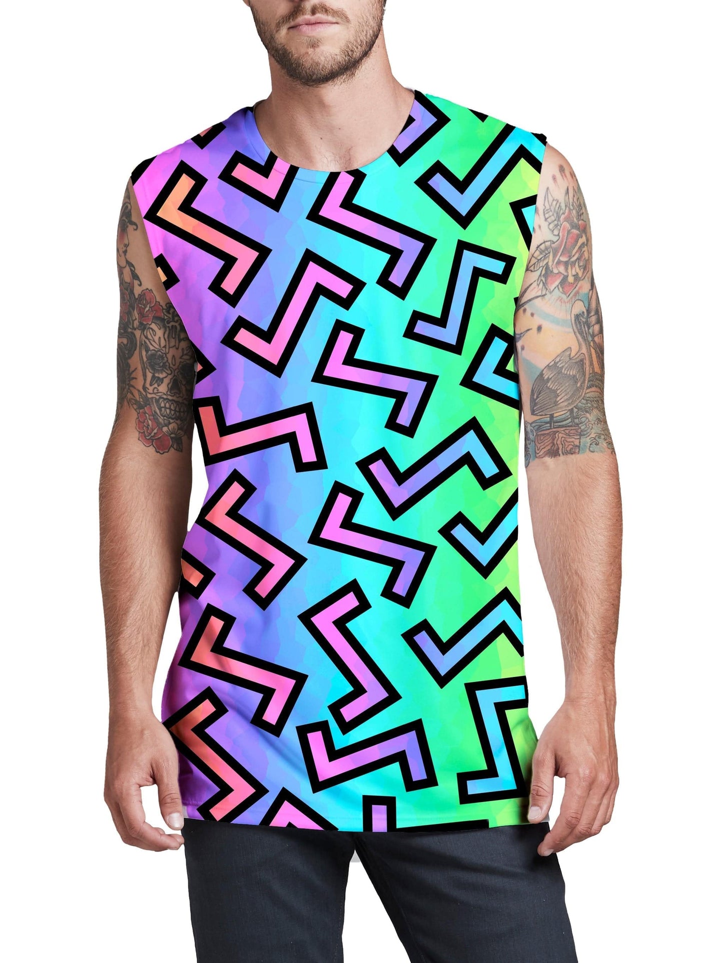 80s Rainbow Men's Muscle Tank (Ready To Ship), Sartoris Art, | iEDM