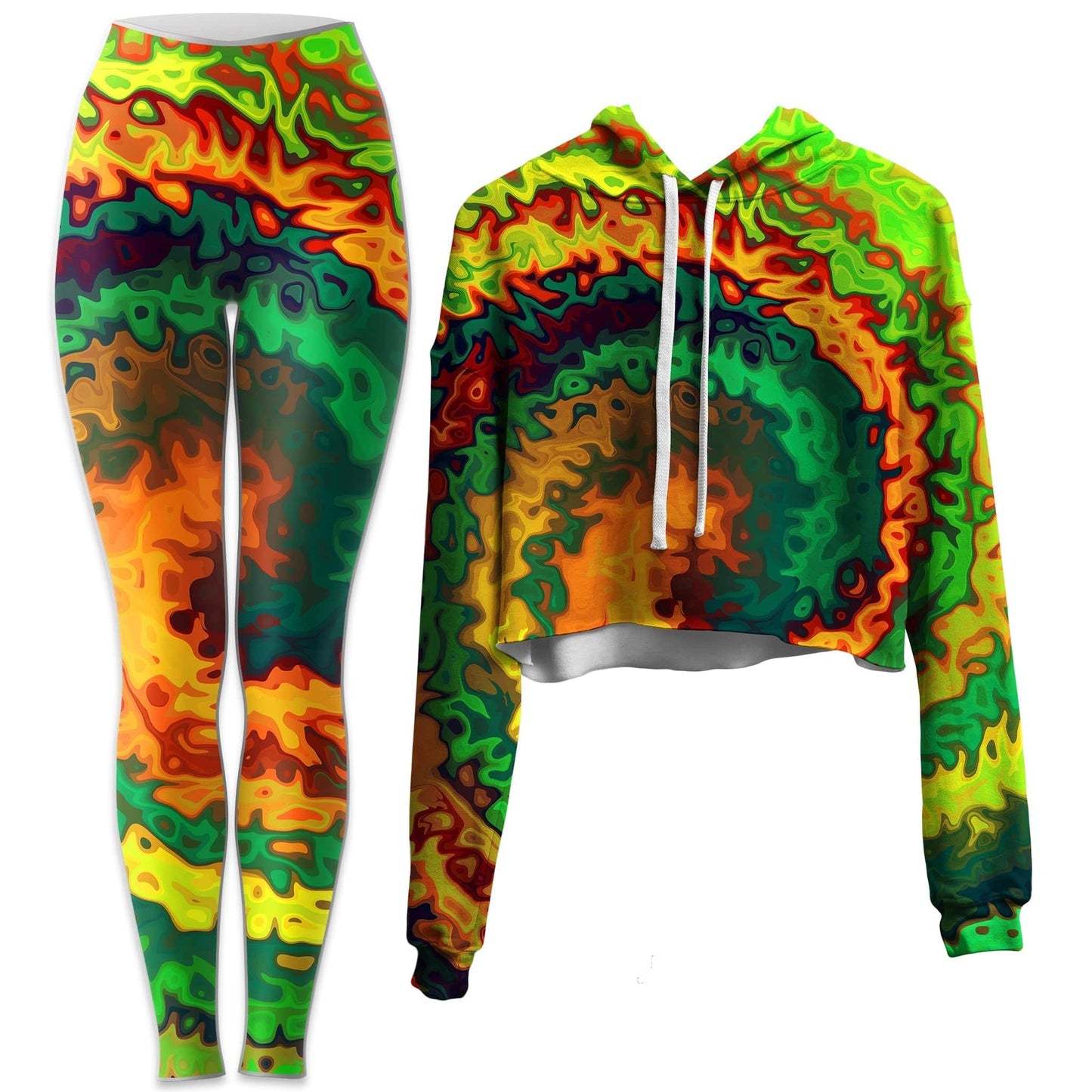 Abstract Rotation Crop Hoodie and Leggings Combo, Sartoris Art, | iEDM