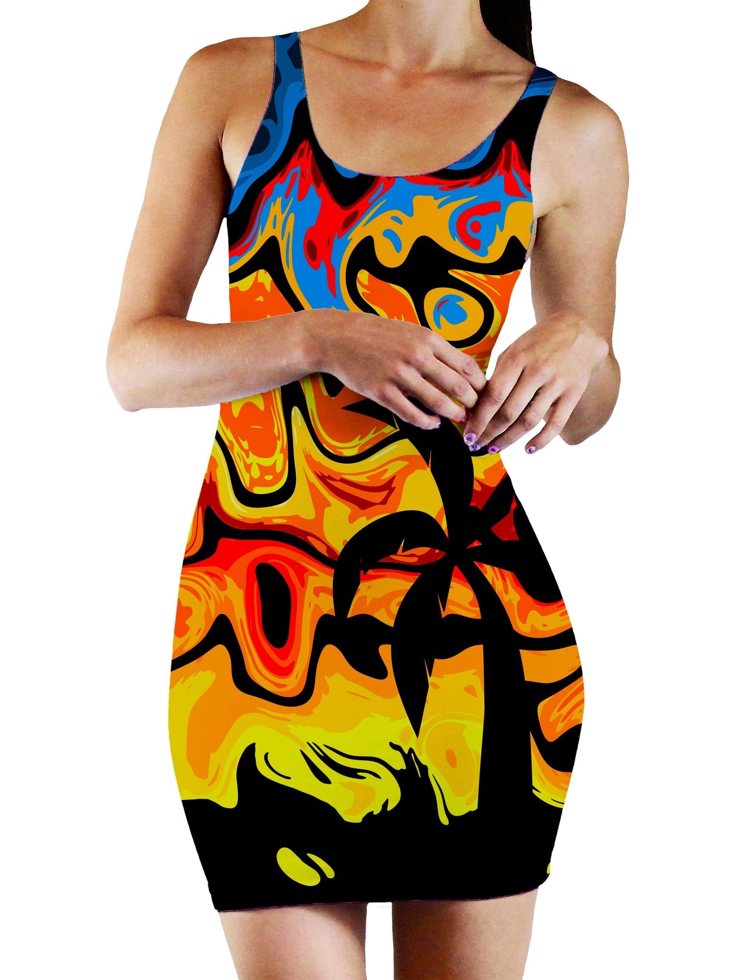 Abstract Summer Sunset Bodycon Mini Dress, Sartoris Art, | iEDM
