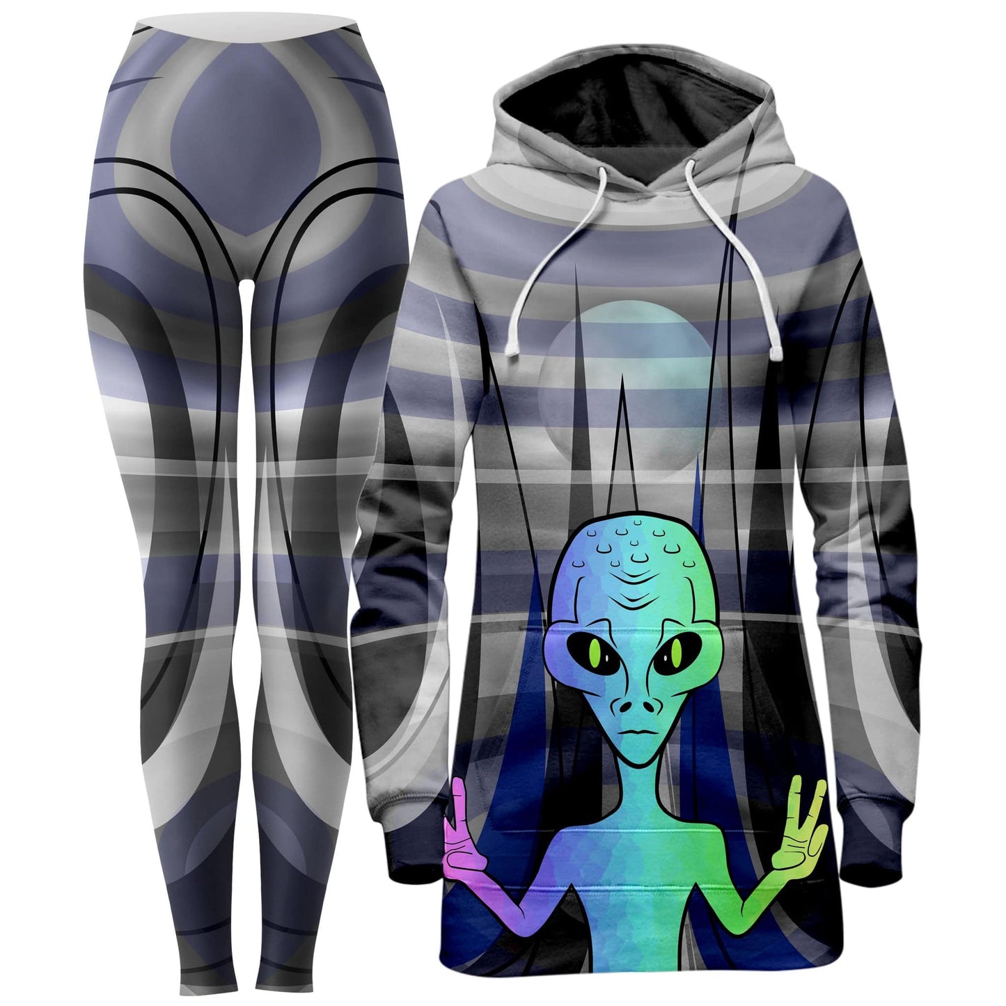 Alien Arrival Hoodie Dress and Leggings Combo, Sartoris Art, | iEDM