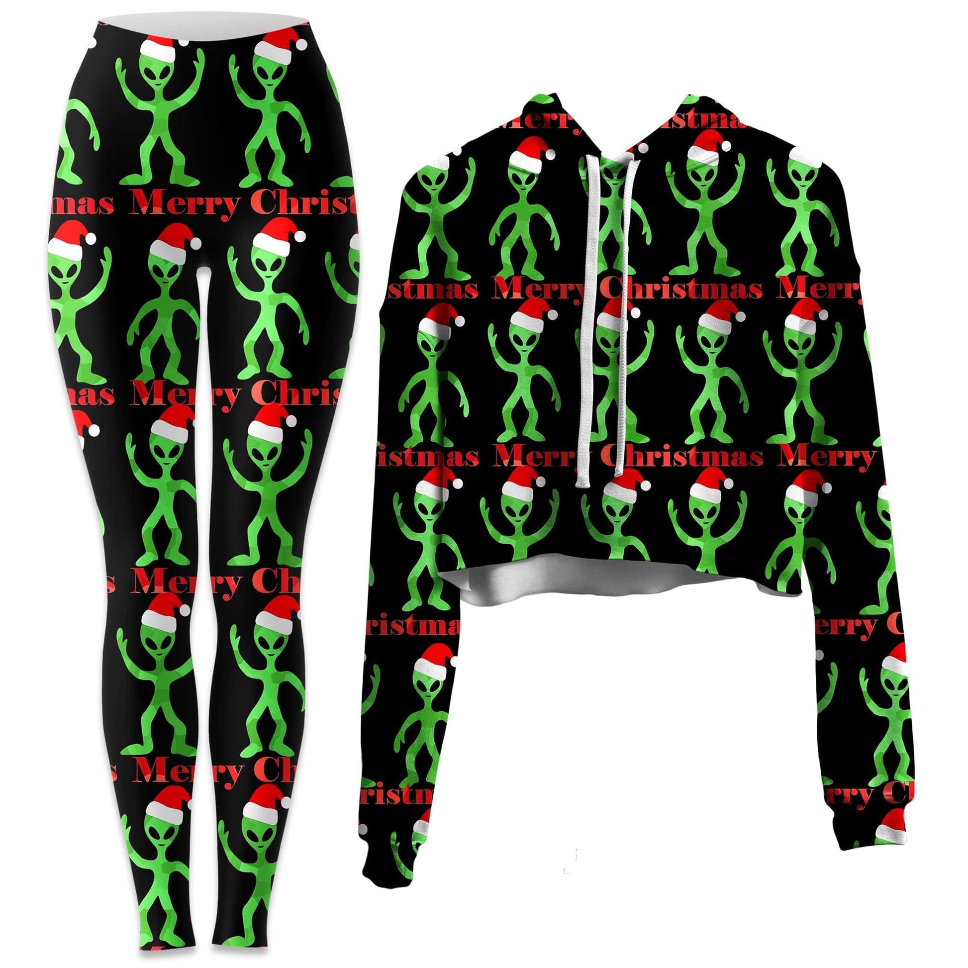 Alien Christmas Crop Hoodie and Leggings Combo, Sartoris Art, | iEDM