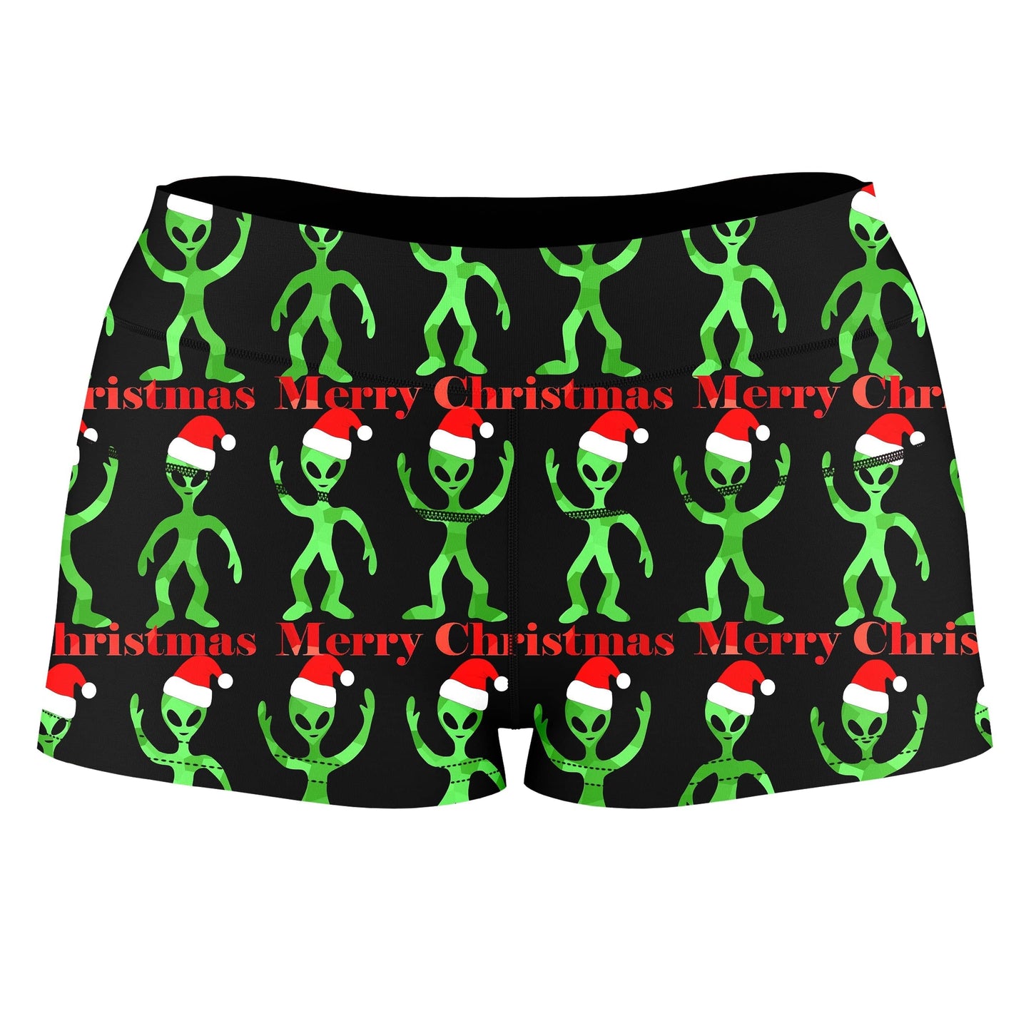Alien Christmas High-Waisted Women's Shorts, Sartoris Art, | iEDM