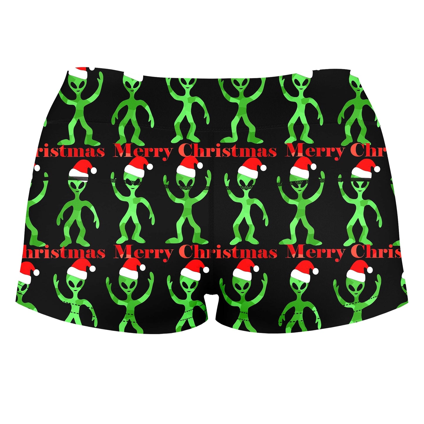 Alien Christmas High-Waisted Women's Shorts, Sartoris Art, | iEDM