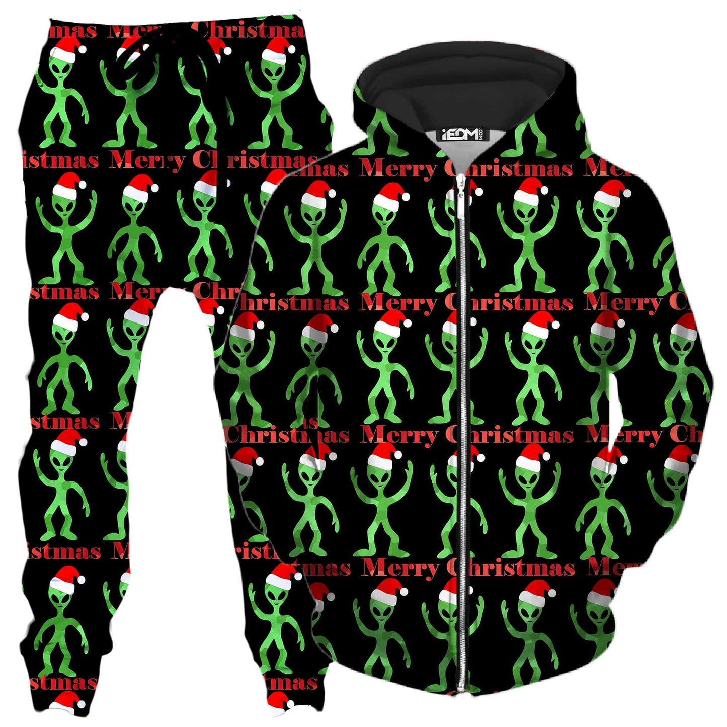 Alien Christmas Zip-Up Hoodie and Joggers Combo, Sartoris Art, | iEDM