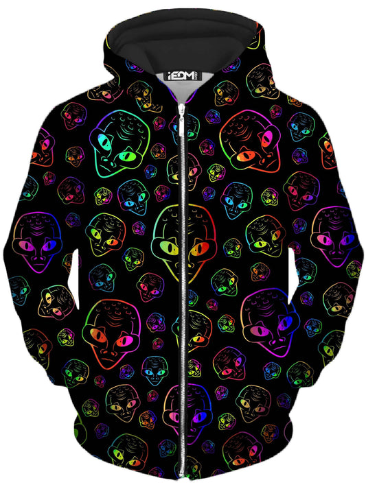 Alien Invasion Unisex Zip-Up Hoodie, Sartoris Art, | iEDM