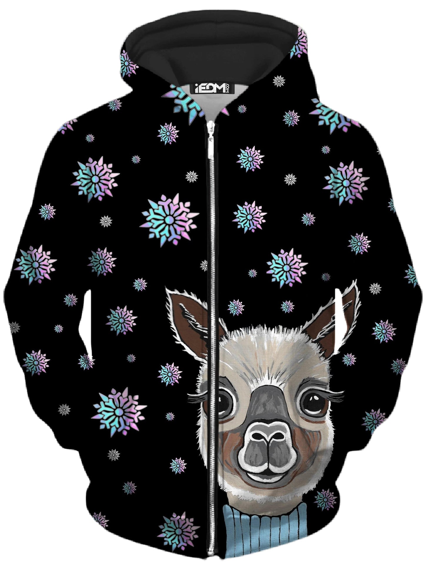 Alpaca Christmas Unisex Zip-Up Hoodie, Sartoris Art, | iEDM