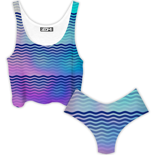 Beach Waves Crop Top and Booty Shorts Combo, Sartoris Art, | iEDM