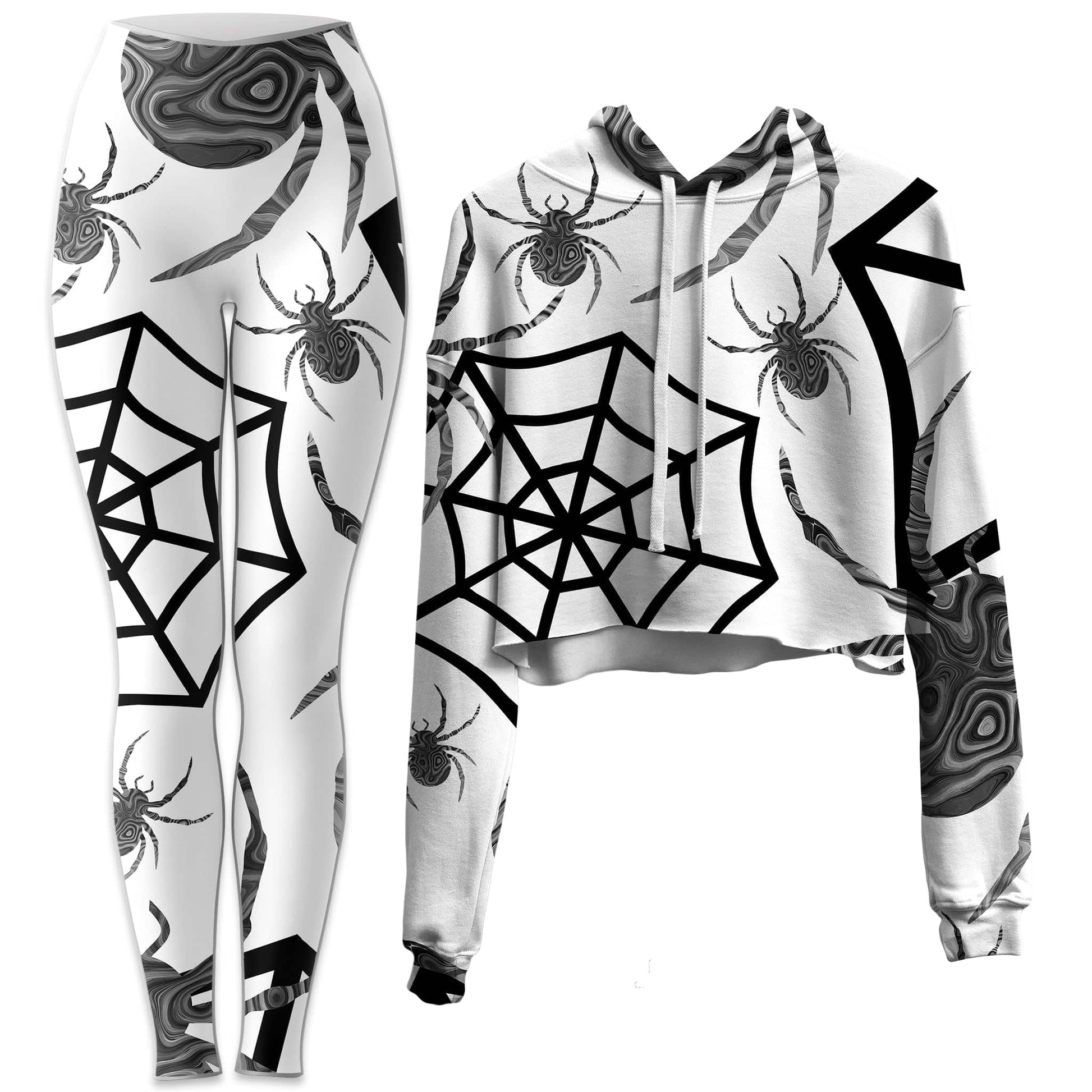 Black & White Halloween Crop Hoodie and Leggings Combo, Sartoris Art, | iEDM