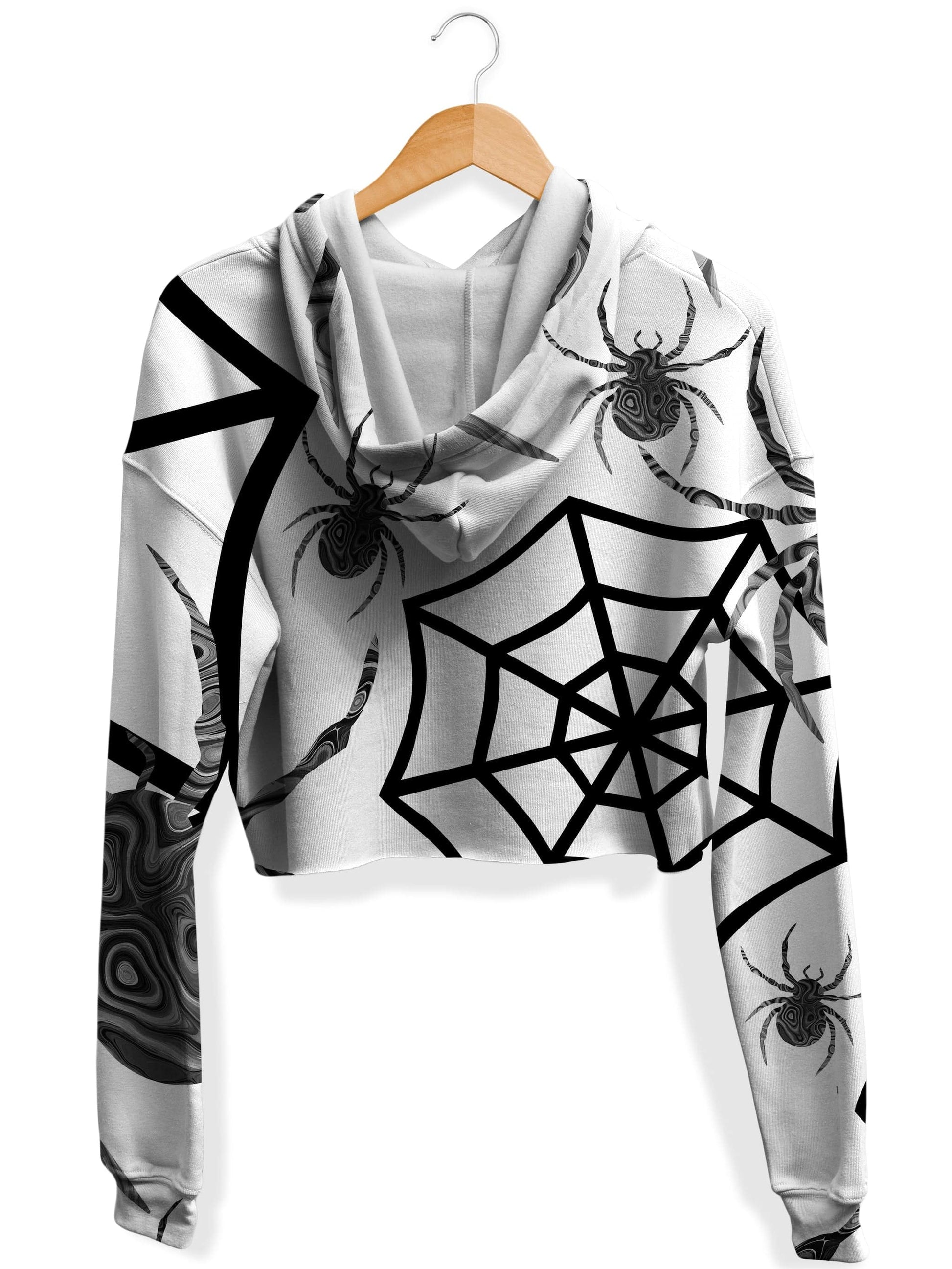 Black & White Halloween Fleece Crop Hoodie, Sartoris Art, | iEDM