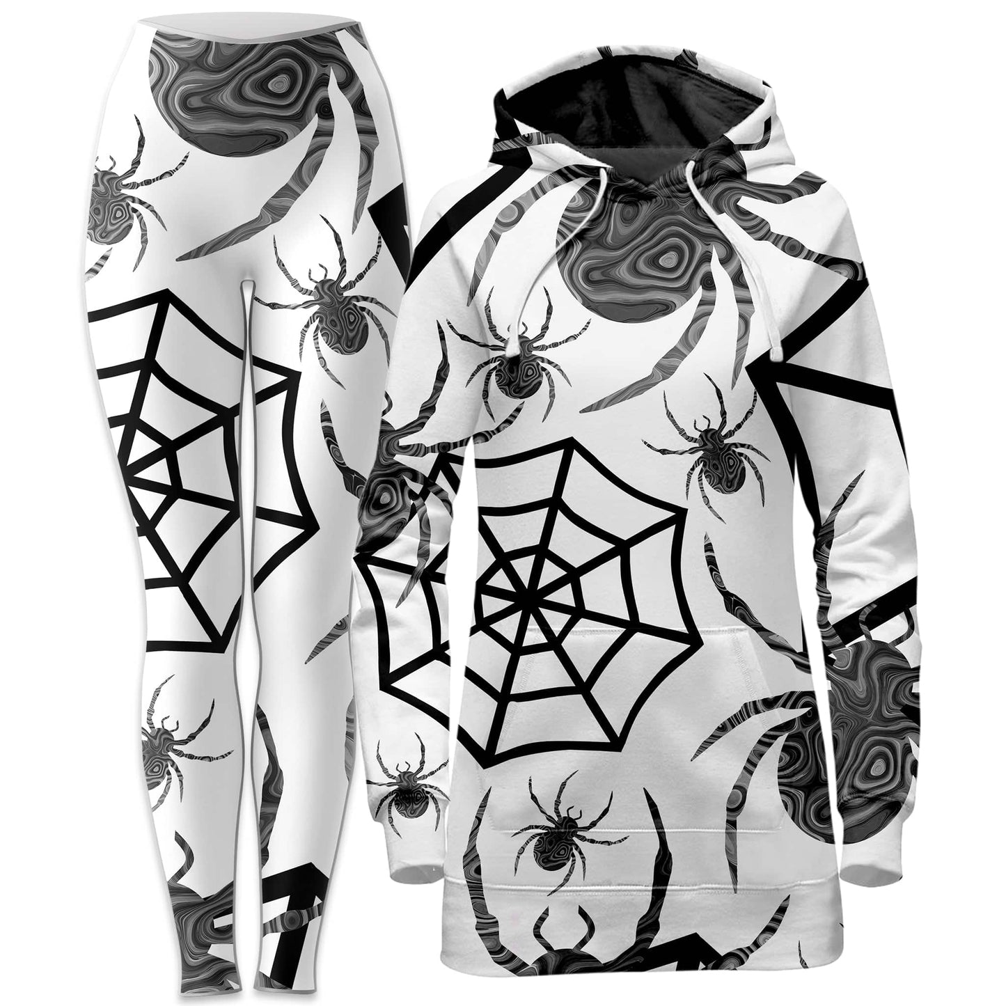 Black & White Halloween Hoodie Dress and Leggings Combo, Sartoris Art, | iEDM
