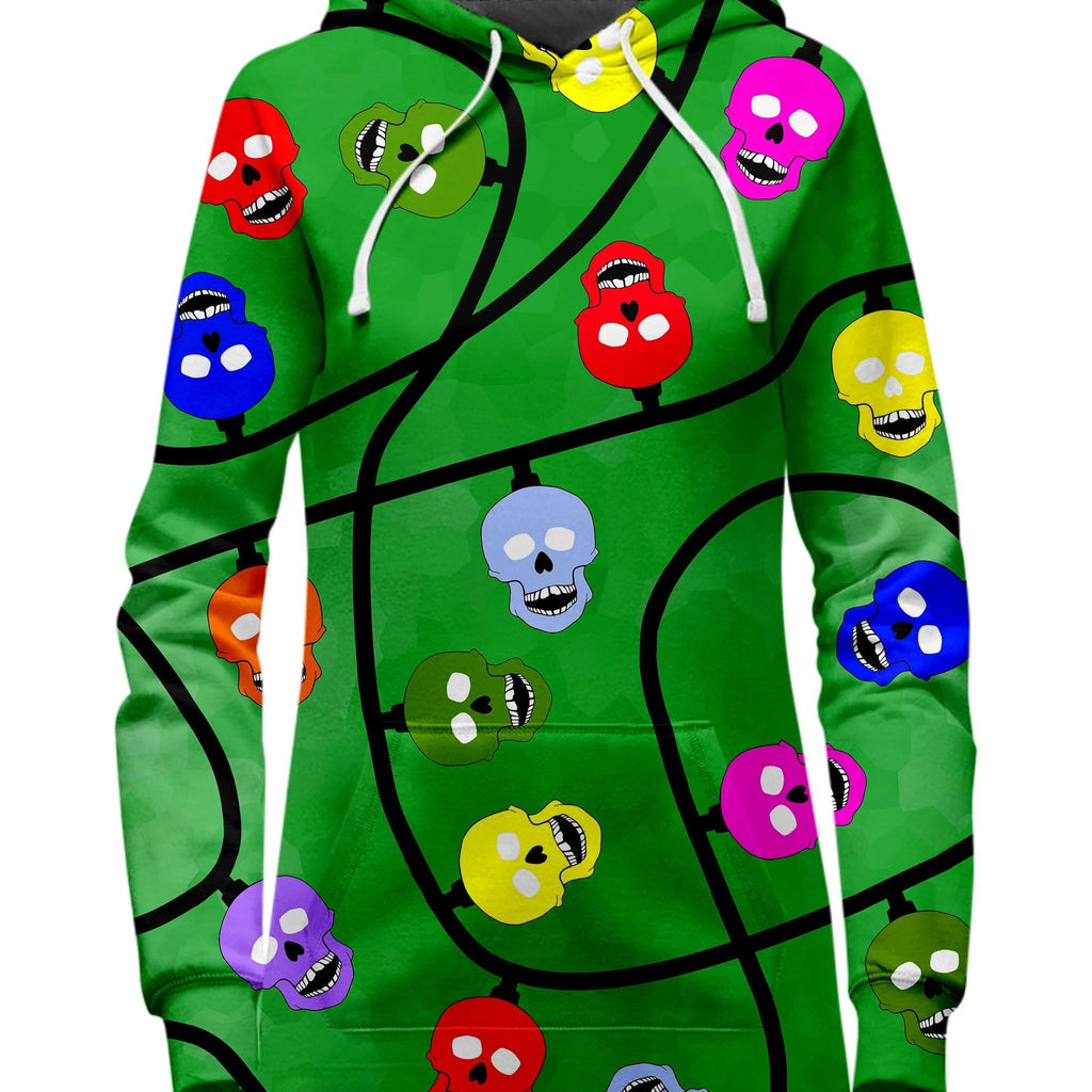 Christmas Skulls Green Hoodie Dress, Sartoris Art, | iEDM