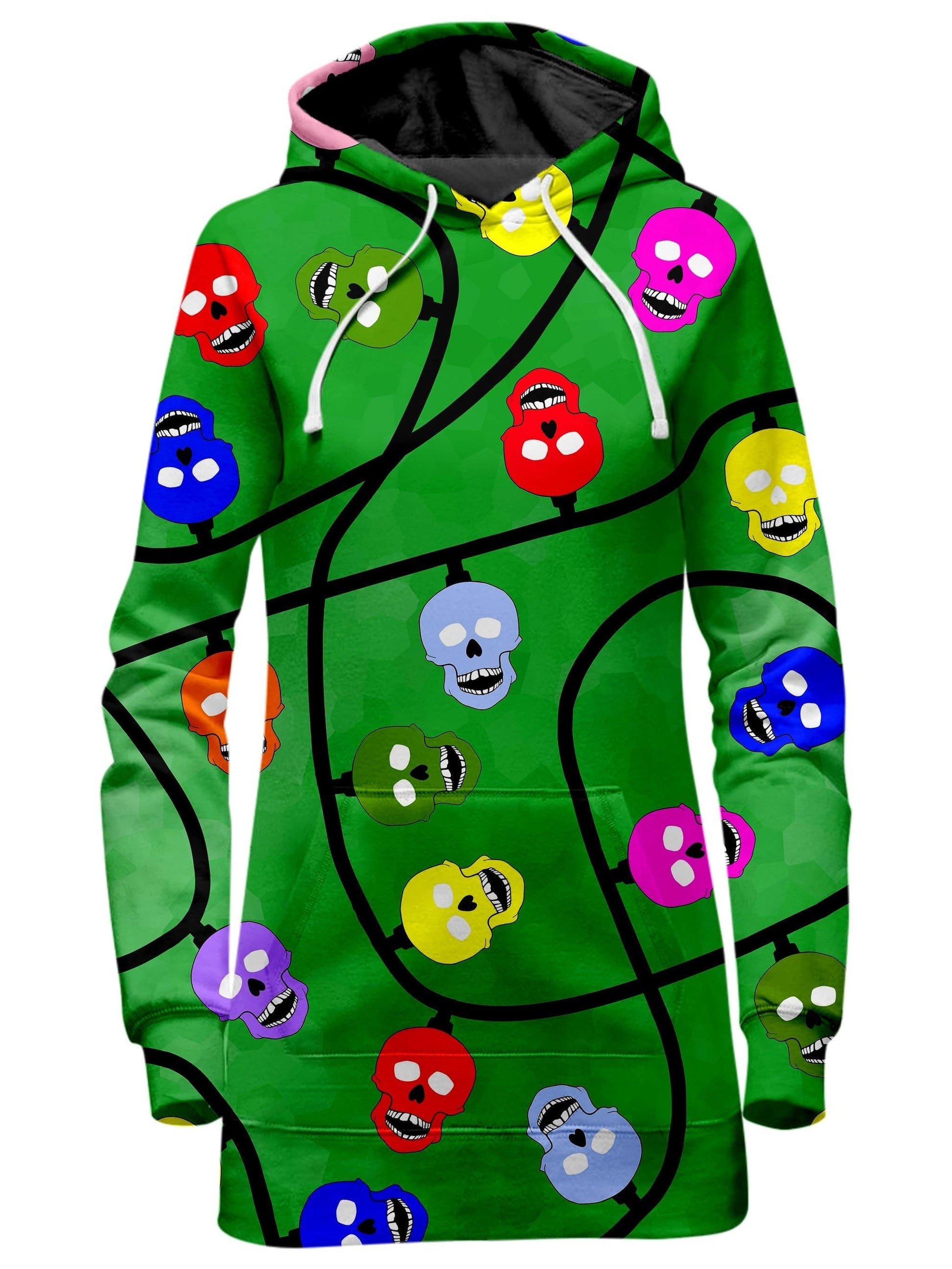 Christmas Skulls Green Hoodie Dress, Sartoris Art, | iEDM