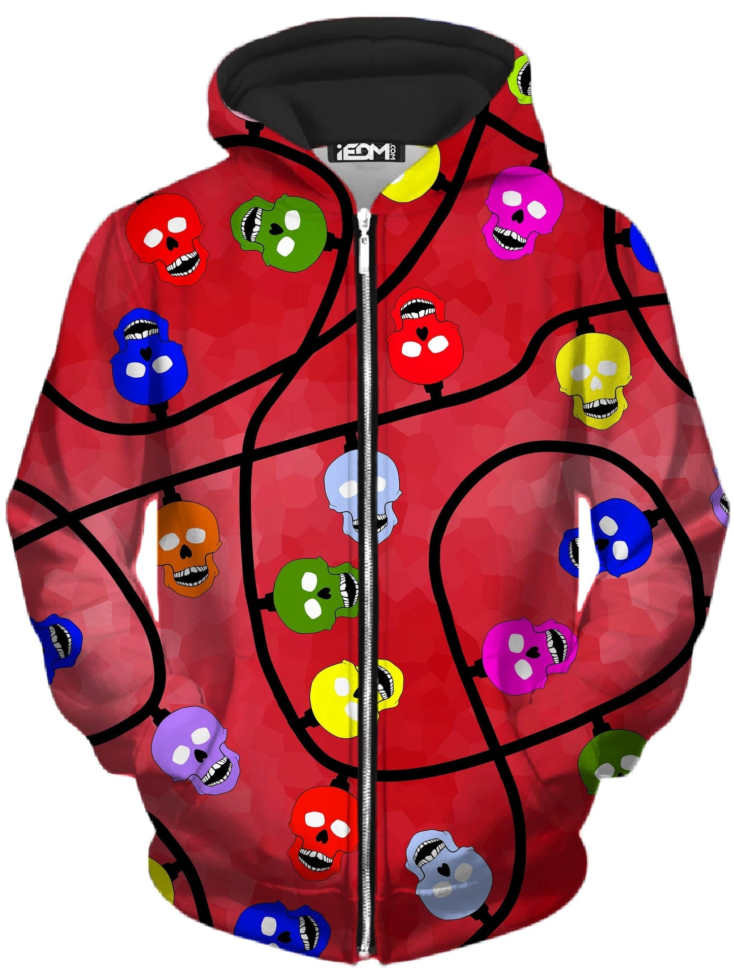 Christmas Skulls Red Unisex Zip-Up Hoodie, Sartoris Art, | iEDM