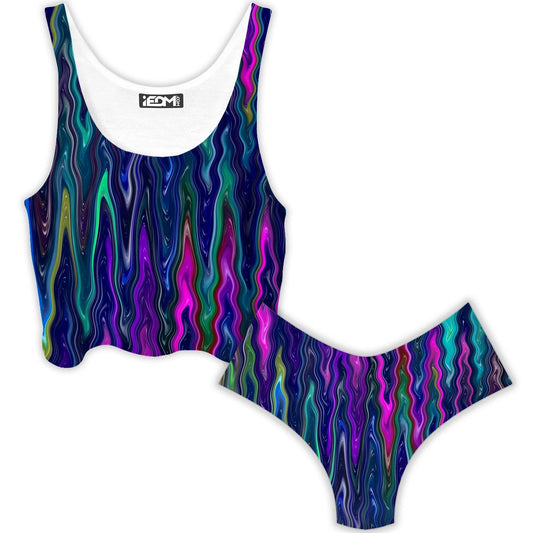 Cosmic Vibrations Crop Top and Booty Shorts Combo, Sartoris Art, | iEDM