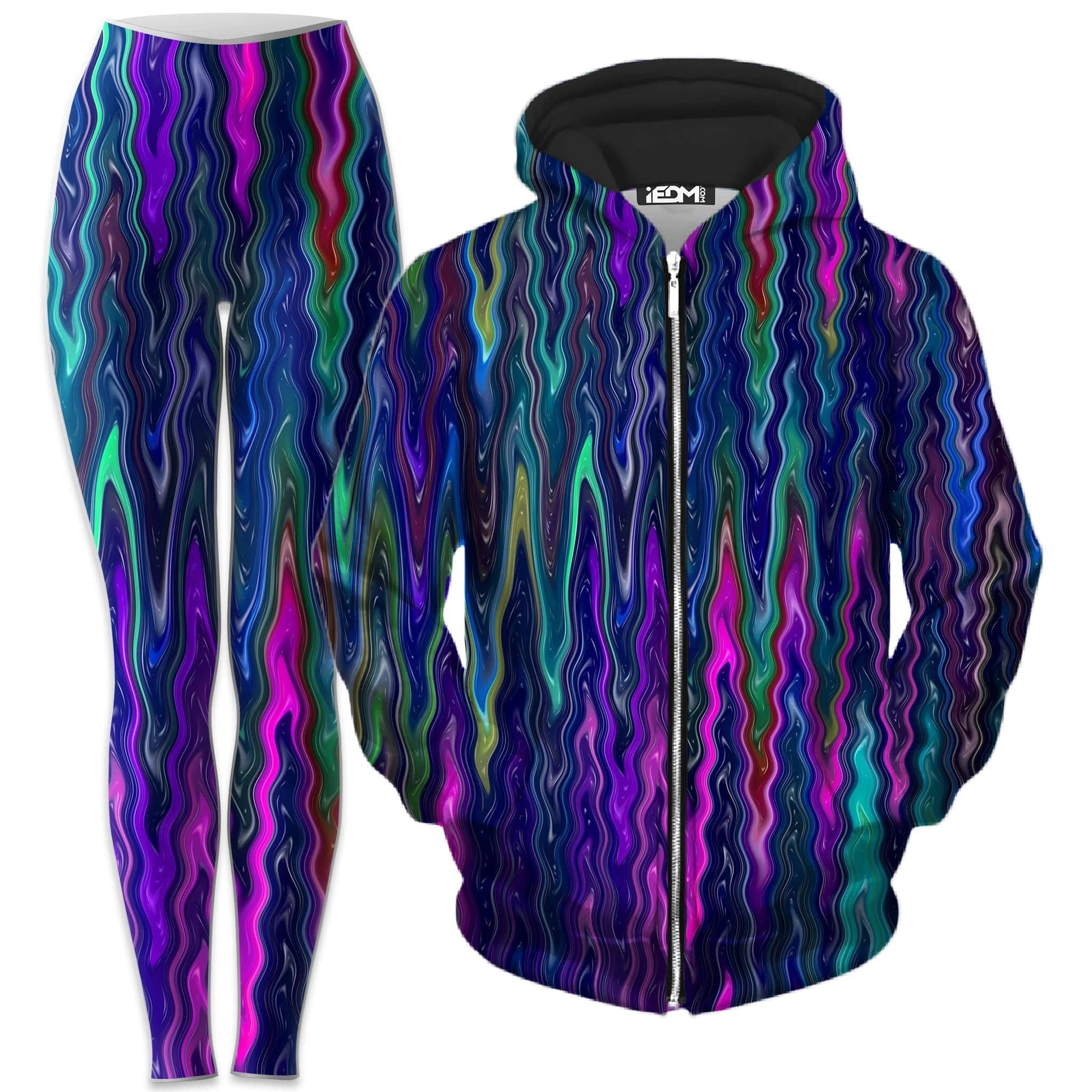 Cosmic Vibrations Zip-Up Hoodie and Leggings Combo, Sartoris Art, | iEDM