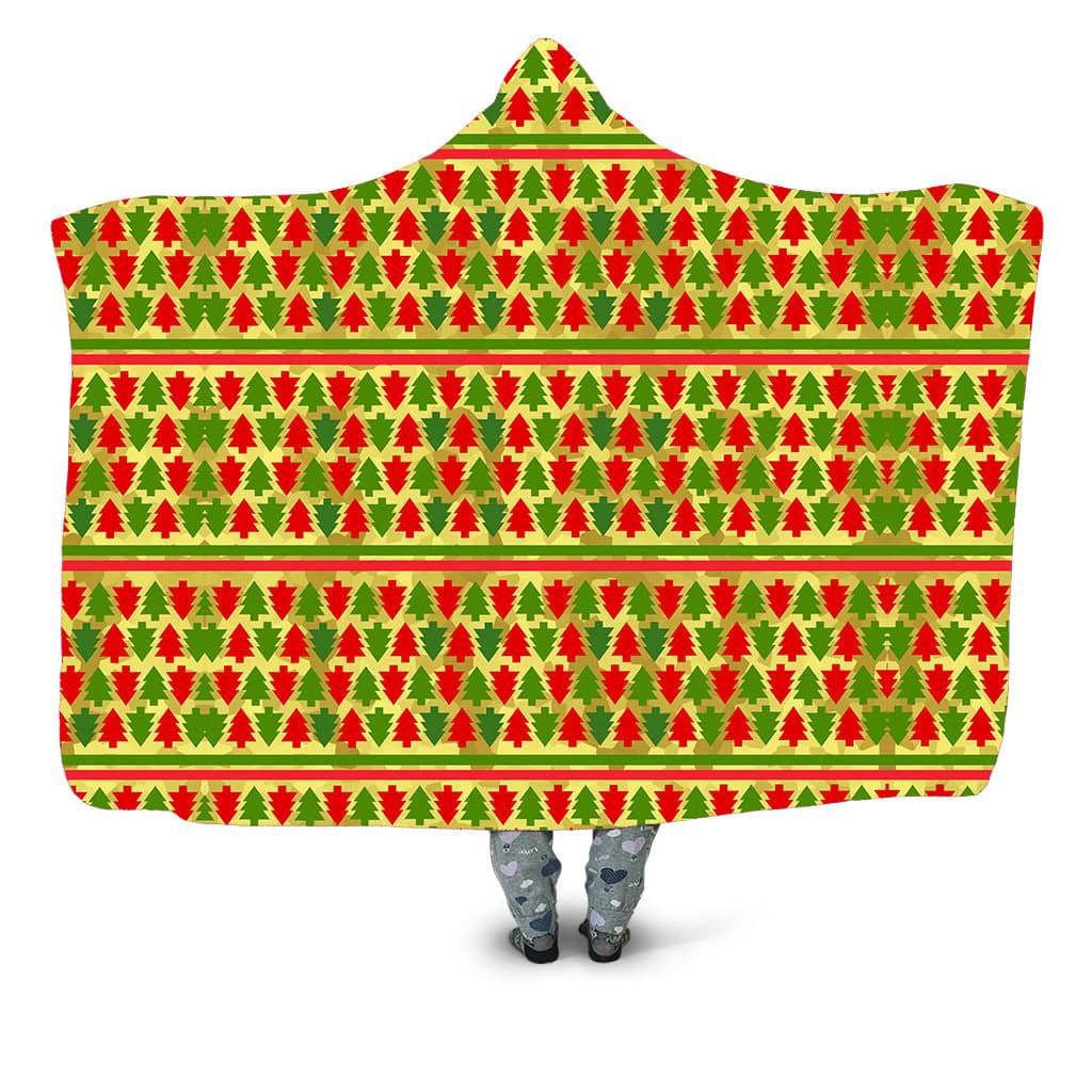 Festive Christmas Trees Hooded Blanket, Sartoris Art, | iEDM