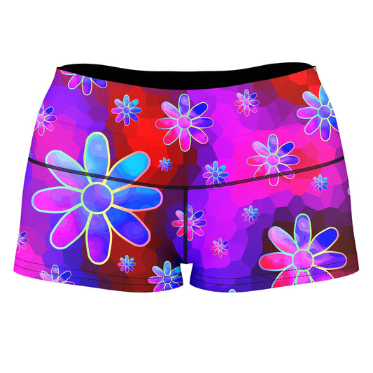 Floral Fantasy Abstract High-Waisted Women's Shorts, Sartoris Art, | iEDM