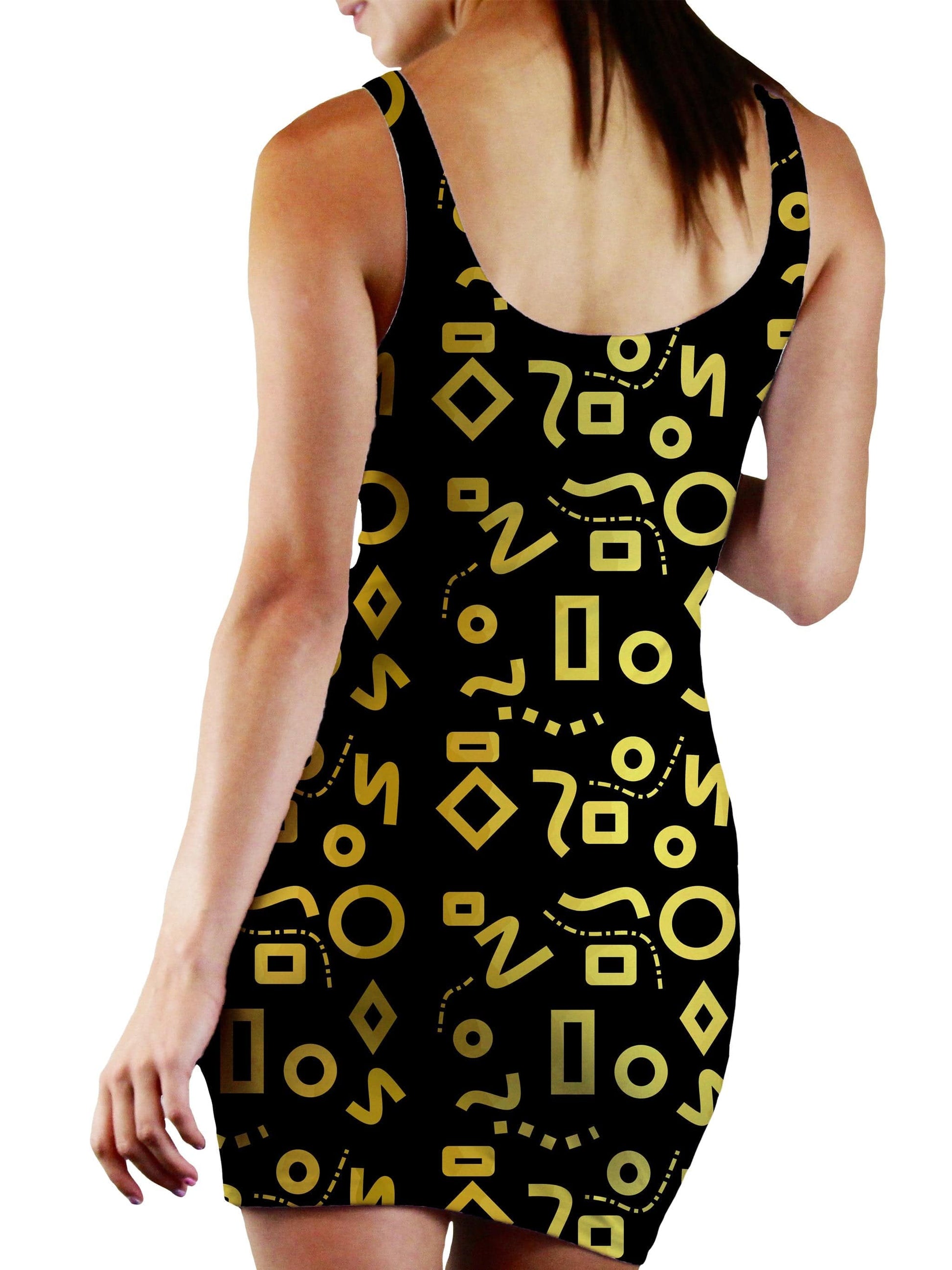 Gold Mod Glam Bodycon Mini Dress, Sartoris Art, | iEDM
