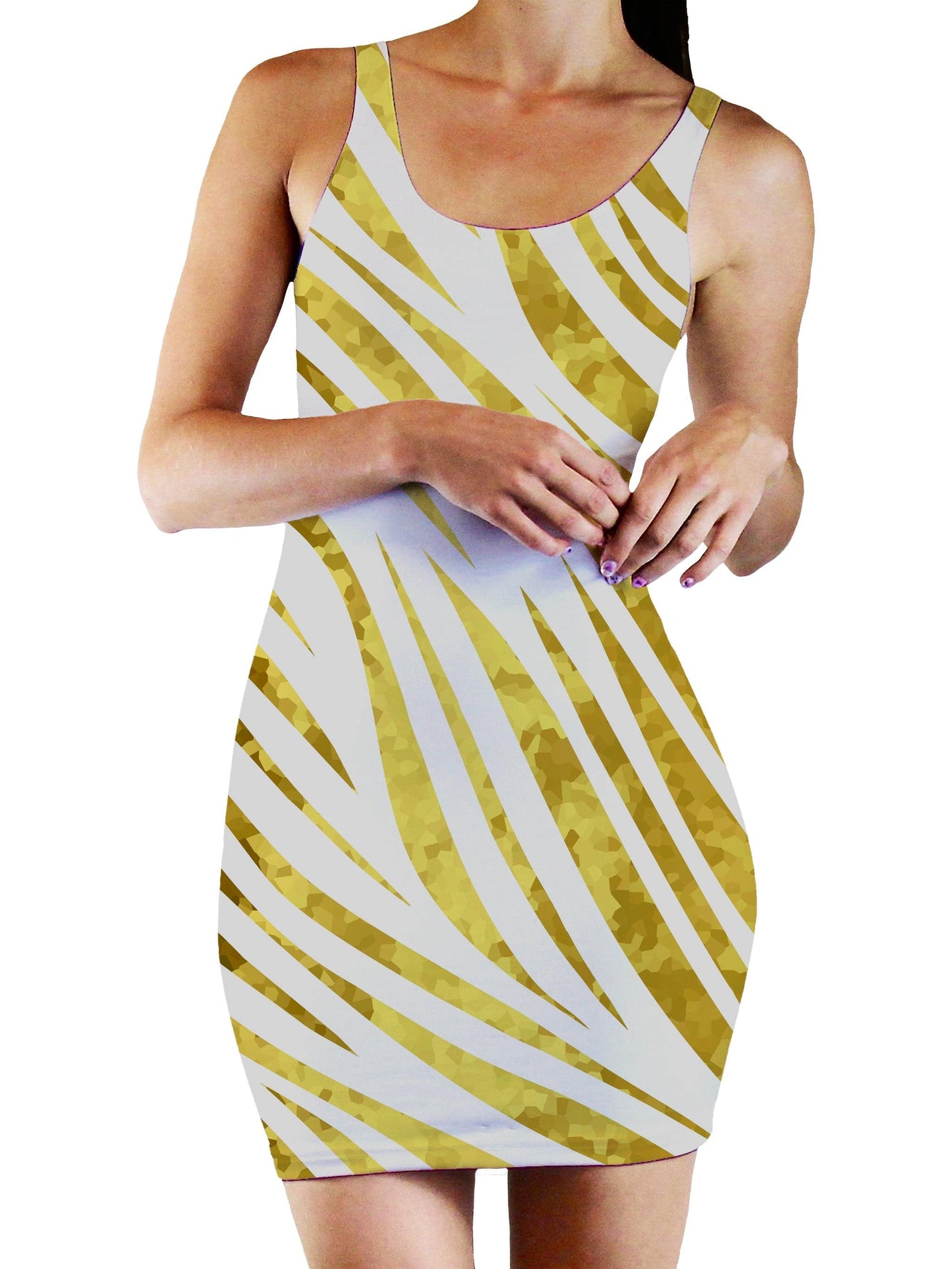 Gold Safari Bodycon Mini Dress, Sartoris Art, | iEDM