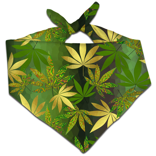 Gold Weed Leaves Bandana, Sartoris Art, | iEDM