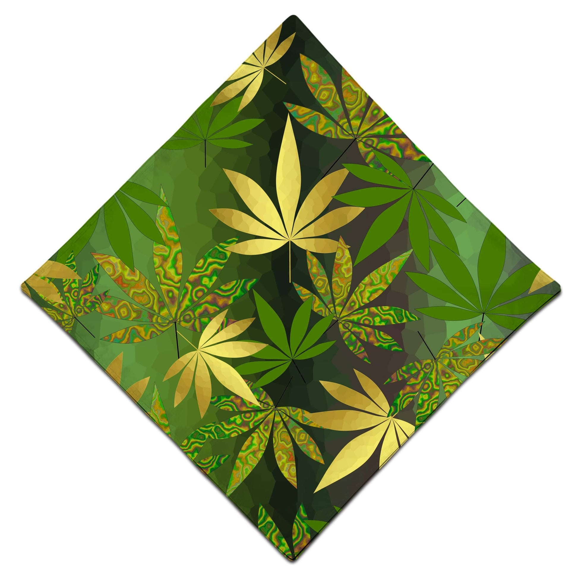 Gold Weed Leaves Bandana, Sartoris Art, | iEDM