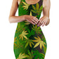 Gold Weed Leaves Bodycon Mini Dress, Sartoris Art, | iEDM