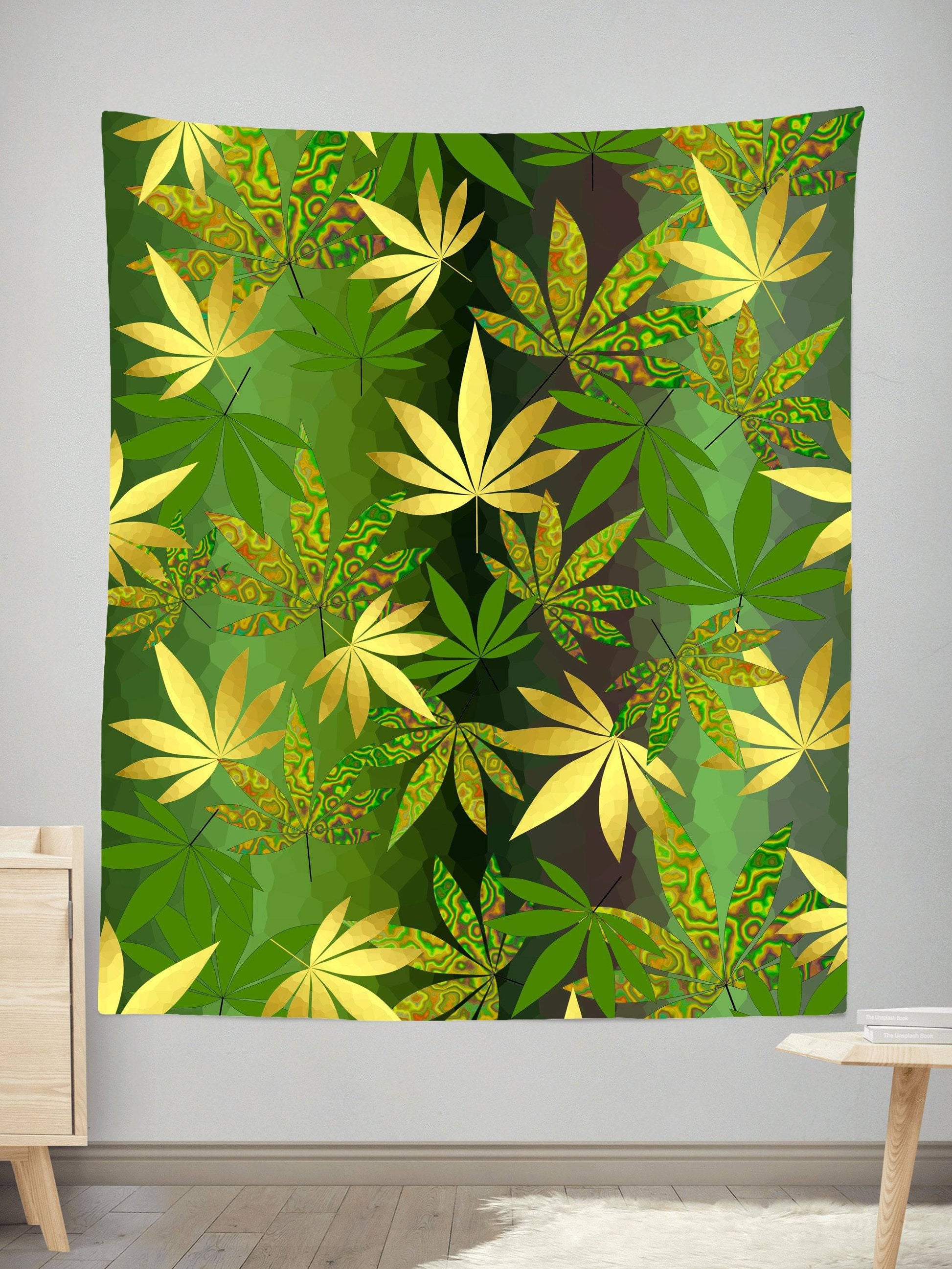 Gold Weed Leaves Tapestry, Sartoris Art, | iEDM