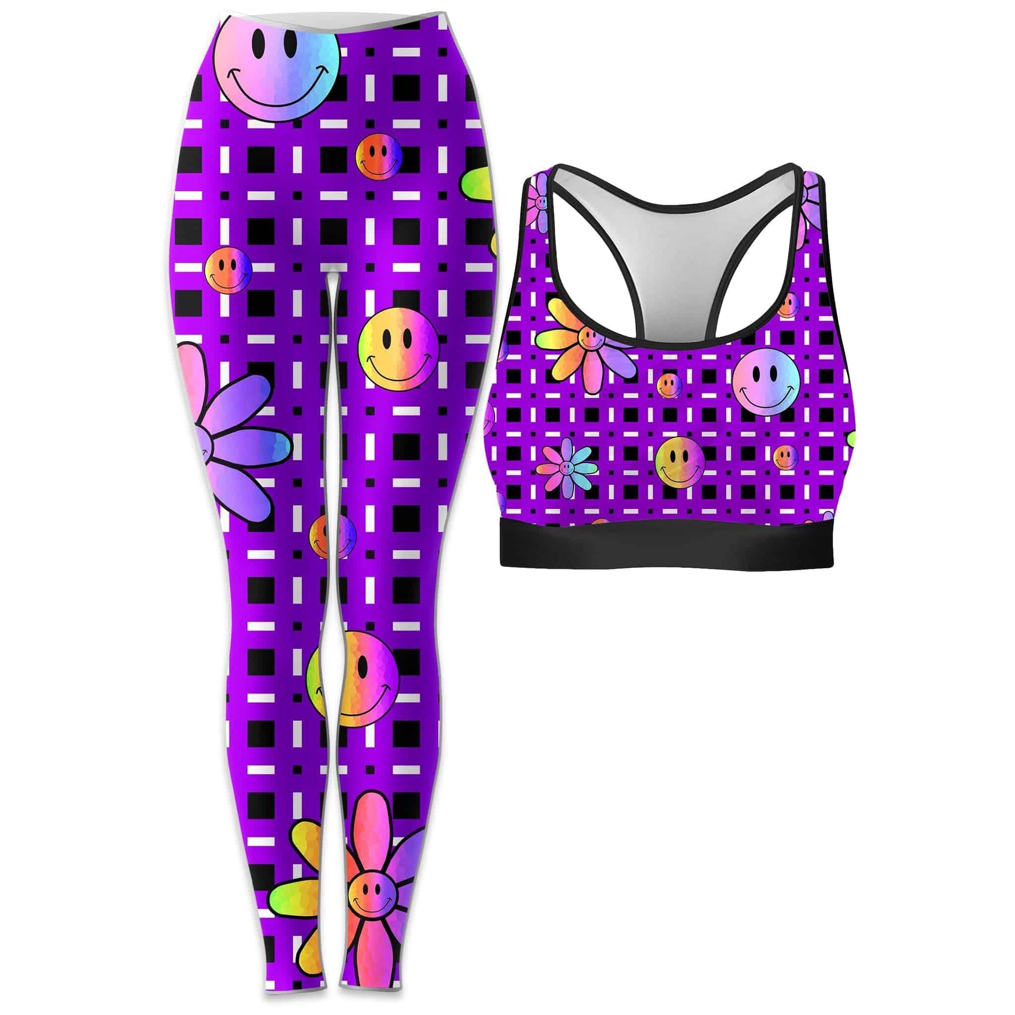 Happiness On Purple Rave Bra and Leggings Combo | iEDM