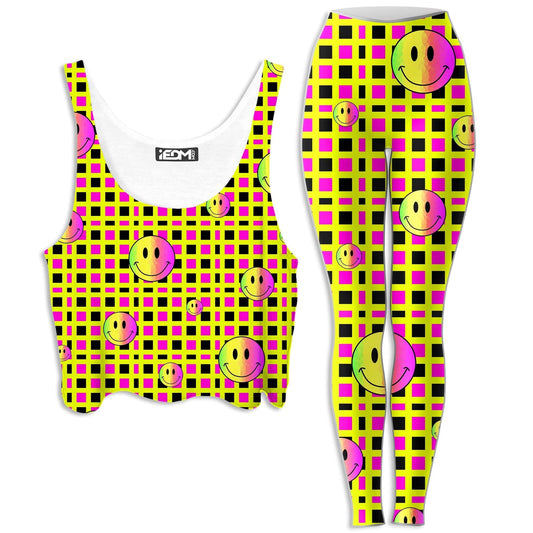 Happy Plaid Crop Top and Leggings Combo, Sartoris Art, | iEDM