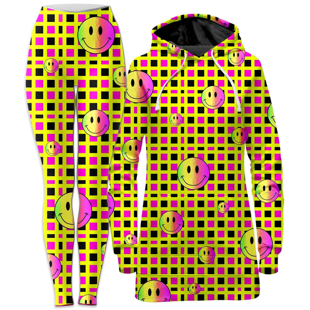 Happy Plaid Hoodie Dress and Leggings Combo, Sartoris Art, | iEDM