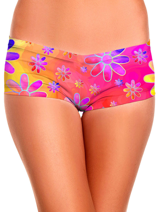 Hippie Trippy Flowers Booty Shorts, Sartoris Art, | iEDM