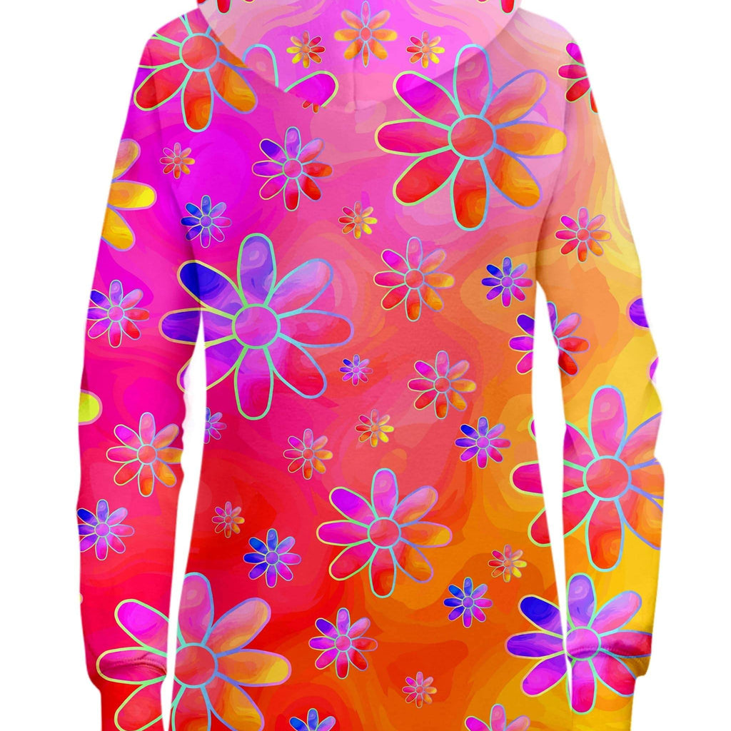 Hippie Trippy Flowers Hoodie Dress, Sartoris Art, | iEDM