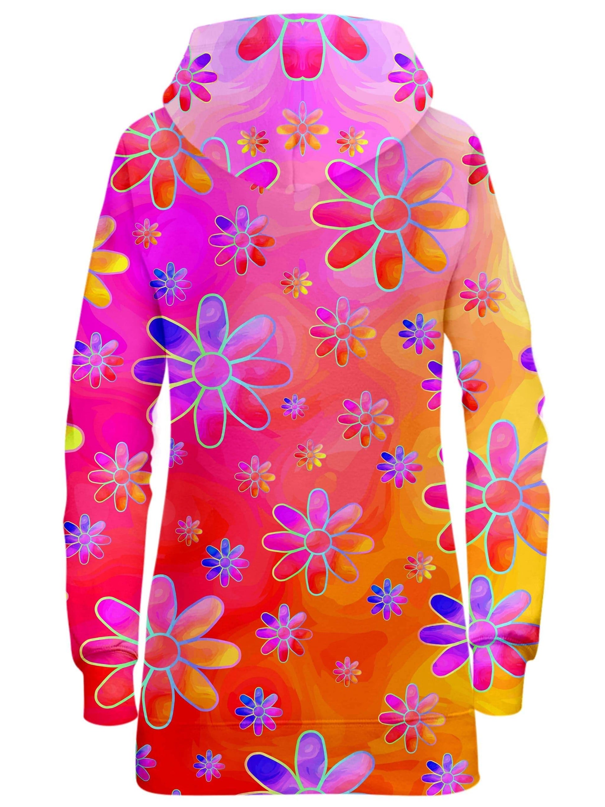 Hippie Trippy Flowers Hoodie Dress, Sartoris Art, | iEDM